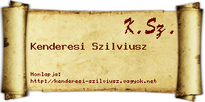 Kenderesi Szilviusz névjegykártya